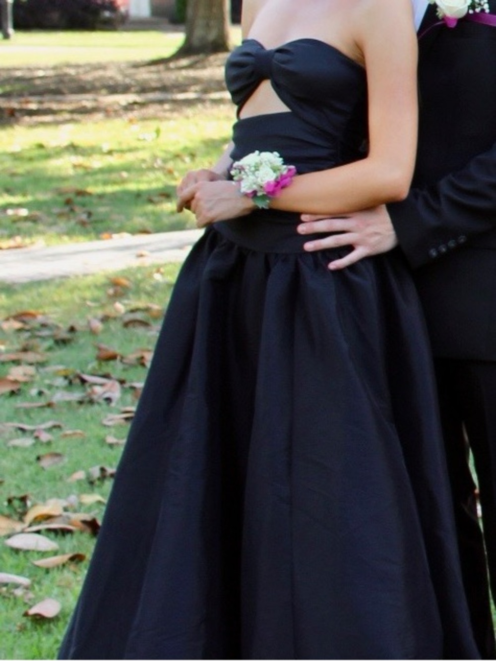 Lucy in the Sky Black Strapless Cutout Prom Gown
